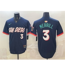 Men's San Diego Padres #3 Jackson Merrill Obsidian 2026 City Connect Limited Stitched Baseball Jersey