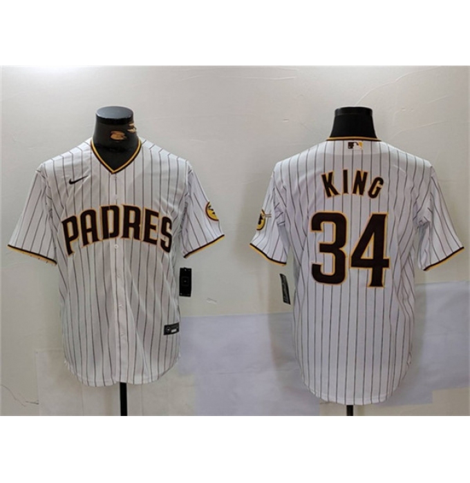 Men's San Diego Padres #34 Michael King White Cool Base Stitched Baseball Jersey