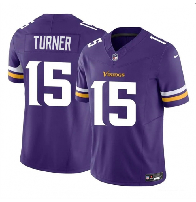 Men's Minnesota Vikings #15 Dallas Turner Purple 2024 Draft F.U.S.E. Vapor Untouchable Limited Football Stitched Jersey