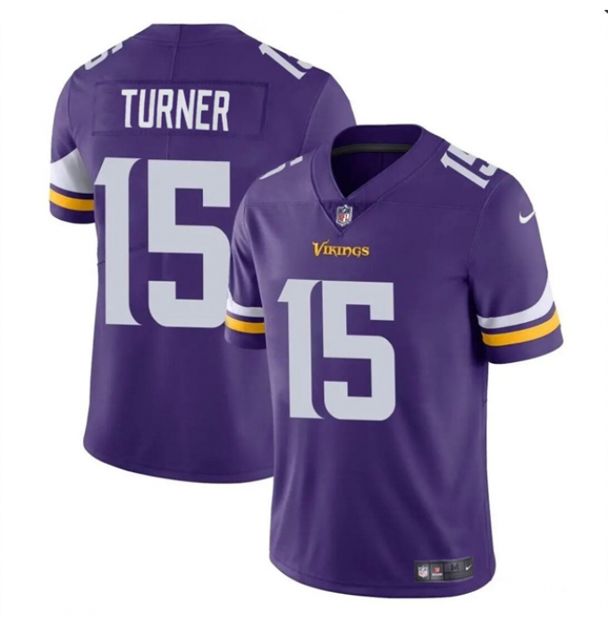 Men's Minnesota Vikings #15 Dallas Turner Purple 2024 Draft Vapor Untouchable Limited Football Stitched Jersey