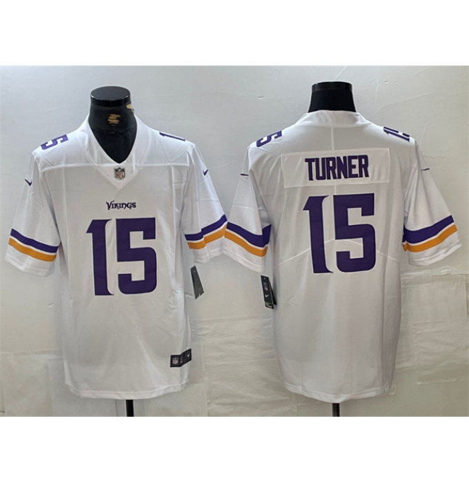 Men's Minnesota Vikings #15 Dallas Turner White 2024 Draft Vapor Untouchable Limited Football Stitched Jersey