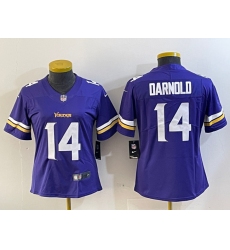 Women's Minnesota Vikings 14 Sam Darnold Purple Vapor Untouchable Limited Stitched Jersey(Run Small)