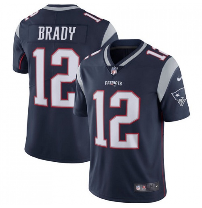 Men's Nike New England Patriots #12 Tom Brady Navy Blue Team Color Vapor Untouchable Limited Player NFL Jersey