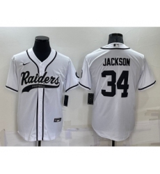 Men's Las Vegas Raiders #34 Bo Jackson White Stitched MLB Cool Base Nike Baseball Jersey
