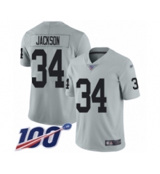 Men's Oakland Raiders #34 Bo Jackson Limited Silver Inverted Legend 100th Season Football Jersey