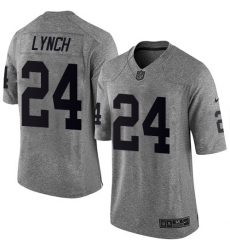 Men's Nike Oakland Raiders #24 Marshawn Lynch Limited Gray Gridiron NFL Jersey