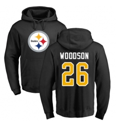 NFL Nike Pittsburgh Steelers #26 Rod Woodson Black Name & Number Logo Pullover Hoodie