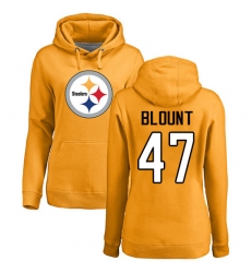 NFL Women's Nike Pittsburgh Steelers #47 Mel Blount Gold Name & Number Logo Pullover Hoodie