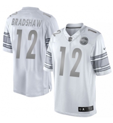 Men's Nike Pittsburgh Steelers #12 Terry Bradshaw Limited White Platinum NFL Jersey