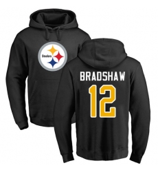 NFL Nike Pittsburgh Steelers #12 Terry Bradshaw Black Name & Number Logo Pullover Hoodie