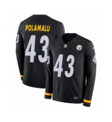 Men's Nike Pittsburgh Steelers #43 Troy Polamalu Limited Black Therma Long Sleeve NFL Jersey
