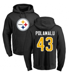 NFL Nike Pittsburgh Steelers #43 Troy Polamalu Black Name & Number Logo Pullover Hoodie