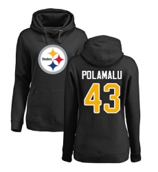 NFL Women's Nike Pittsburgh Steelers #43 Troy Polamalu Black Name & Number Logo Pullover Hoodie