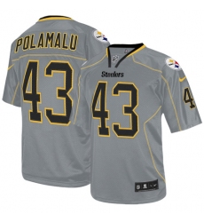 Youth Nike Pittsburgh Steelers #43 Troy Polamalu Elite Lights Out Grey NFL Jersey