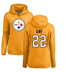 NFL Women's Nike Pittsburgh Steelers #22 William Gay Gold Name & Number Logo Pullover Hoodie