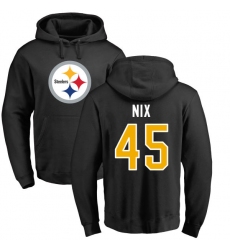 NFL Nike Pittsburgh Steelers #45 Roosevelt Nix Black Name & Number Logo Pullover Hoodie