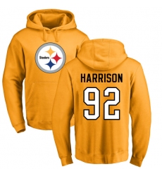 NFL Nike Pittsburgh Steelers #92 James Harrison Gold Name & Number Logo Pullover Hoodie