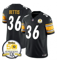 Men's Pittsburgh Steelers 36 Jerome Bettis Black 2024 F U S E 50th Anniversary Of Super Bowl IX Alternate Vapor Untouchable Limited Stitched Jersey