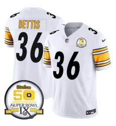 Men's Pittsburgh Steelers #36 Jerome Bettis White 2024 F U S E 50th Anniversary Of Super Bowl IX Alternate Vapor Untouchable Limited Stitched Jersey