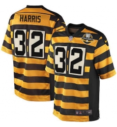 Men's Nike Pittsburgh Steelers #32 Franco Harris Elite Yellow/Black Alternate 80TH Anniversary Throwback NFL Jersey