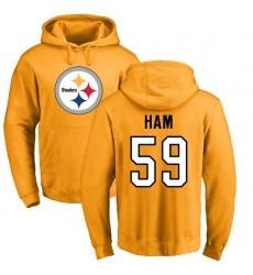 NFL Nike Pittsburgh Steelers #59 Jack Ham Gold Name & Number Logo Pullover Hoodie