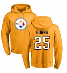 NFL Nike Pittsburgh Steelers #25 Artie Burns Gold Name & Number Logo Pullover Hoodie