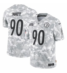 Youth Pittsburgh Steelers #90 T J Watt 2024 F U S E Arctic Camo Salute To Service Limited Stitched Football Jersey