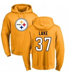 NFL Nike Pittsburgh Steelers #37 Carnell Lake Gold Name & Number Logo Pullover Hoodie