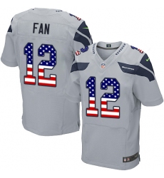 Men's Nike Seattle Seahawks 12th Fan Elite Grey Alternate USA Flag Fashion NFL Jersey