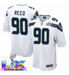Men's Seattle Seahawks #90 Jarran Reed White 2025 2026 Super Bowl LX F U S E Stitched Jersey