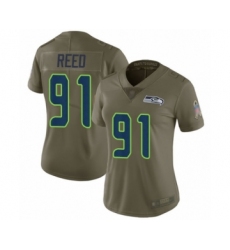Women's Seattle Seahawks #91 Jarran Reed Limited Pink Rush Fashion Football Jersey
