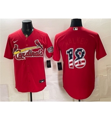 Men's St. Louis Cardinals #18 Jordan Walker Red USA 250 Fourth of July Stitched Baseball Jersey