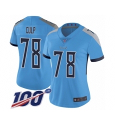 Women's Tennessee Titans #78 Curley Culp Light Blue Alternate Vapor Untouchable Limited Player 100th Season Football Jersey