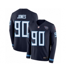 Youth Nike Tennessee Titans #90 DaQuan Jones Limited Navy Blue Therma Long Sleeve NFL Jersey