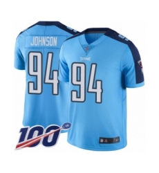 Youth Tennessee Titans #94 Austin Johnson Limited Light Blue Rush Vapor Untouchable 100th Season Football Jersey