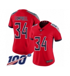 Women's Tennessee Titans #34 Earl Campbell Limited Red Inverted Legend 100th Season Football Jersey