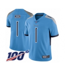 Men's Tennessee Titans #1 Warren Moon Light Blue Alternate Vapor Untouchable Limited Player 100th Season Football Jersey