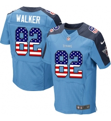 Men's Nike Tennessee Titans #82 Delanie Walker Elite Light Blue Home USA Flag Fashion NFL Jersey