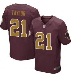 Men's Nike Washington Redskins #21 Sean Taylor Elite Burgundy Red/Gold Number Alternate 80TH Anniversary NFL Jersey