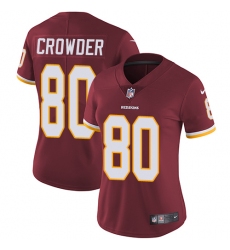 Women's Nike Washington Redskins #80 Jamison Crowder Elite Burgundy Red Team Color NFL Jersey