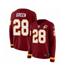 Women's Nike Washington Redskins #28 Darrell Green Limited Burgundy Therma Long Sleeve NFL Jersey