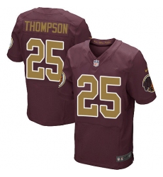 Men's Nike Washington Redskins #25 Chris Thompson Elite Burgundy Red/Gold Number Alternate 80TH Anniversary NFL Jersey