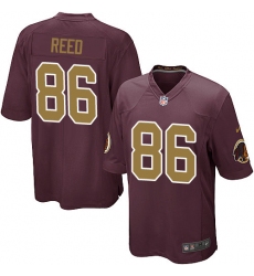 Men's Nike Washington Redskins #86 Jordan Reed Game Burgundy Red/Gold Number Alternate 80TH Anniversary NFL Jersey
