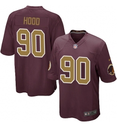 Men's Nike Washington Redskins #90 Ziggy Hood Game Burgundy Red/Gold Number Alternate 80TH Anniversary NFL Jersey