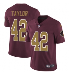 Youth Nike Washington Redskins #42 Charley Taylor Burgundy Red/Gold Number Alternate 80TH Anniversary Vapor Untouchable Limited Player NFL Jersey