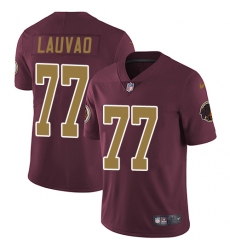 Men's Nike Washington Redskins #77 Shawn Lauvao Burgundy Red/Gold Number Alternate 80TH Anniversary Vapor Untouchable Limited Player NFL Jersey
