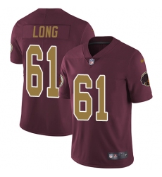 Youth Nike Washington Redskins #61 Spencer Long Elite Burgundy Red/Gold Number Alternate 80TH Anniversary NFL Jersey