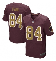 Men's Nike Washington Redskins #84 Niles Paul Elite Burgundy Red/Gold Number Alternate 80TH Anniversary NFL Jersey