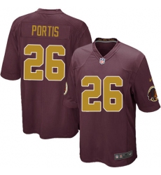 Men's Nike Washington Redskins #26 Clinton Portis Game Burgundy Red/Gold Number Alternate 80TH Anniversary NFL Jersey