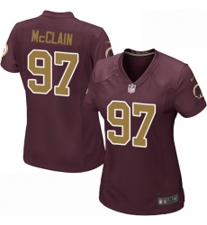 Women's Nike Washington Redskins #97 Terrell McClain Game Burgundy Red/Gold Number Alternate 80TH Anniversary NFL Jersey